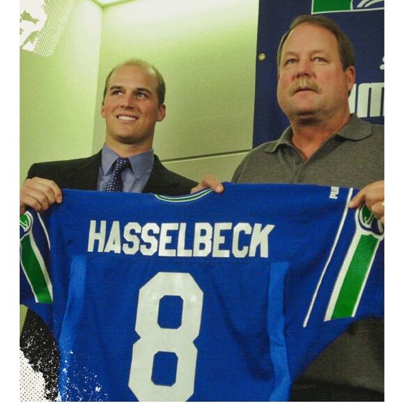 Matt HASSELBECK #8 2001 Seattle Seahawks PUMA jersey 48 L blue NFL vtg - Picture 11 of 12